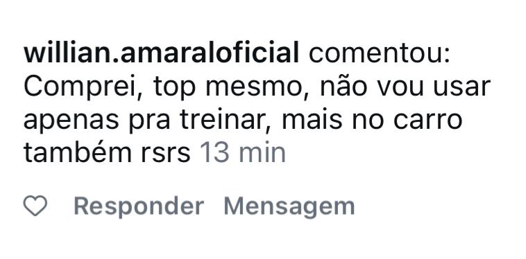 Comentário de willian.amaraloficial: Comprei, top mesmo, não vou usar apenas pra treinar, mais no carro também